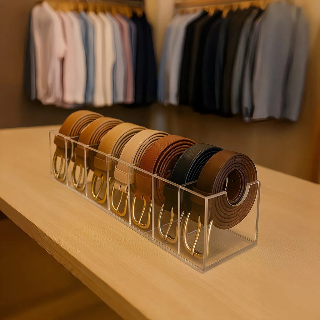 Suporte Expositor 7 Cintos Organizador Divisórias Armário