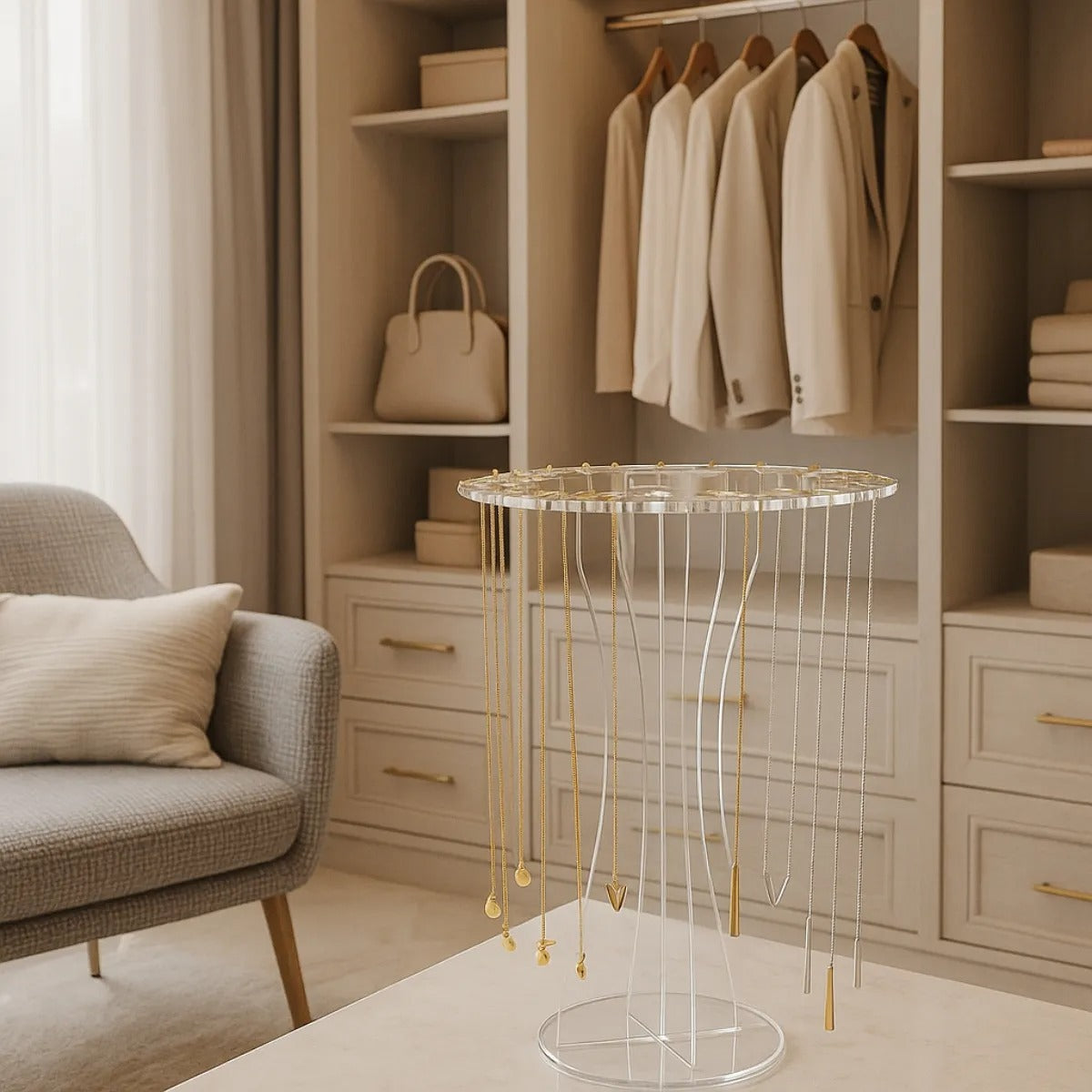 Porta Colar Expositor Display Joias 16 Espaços Vitrine Clean