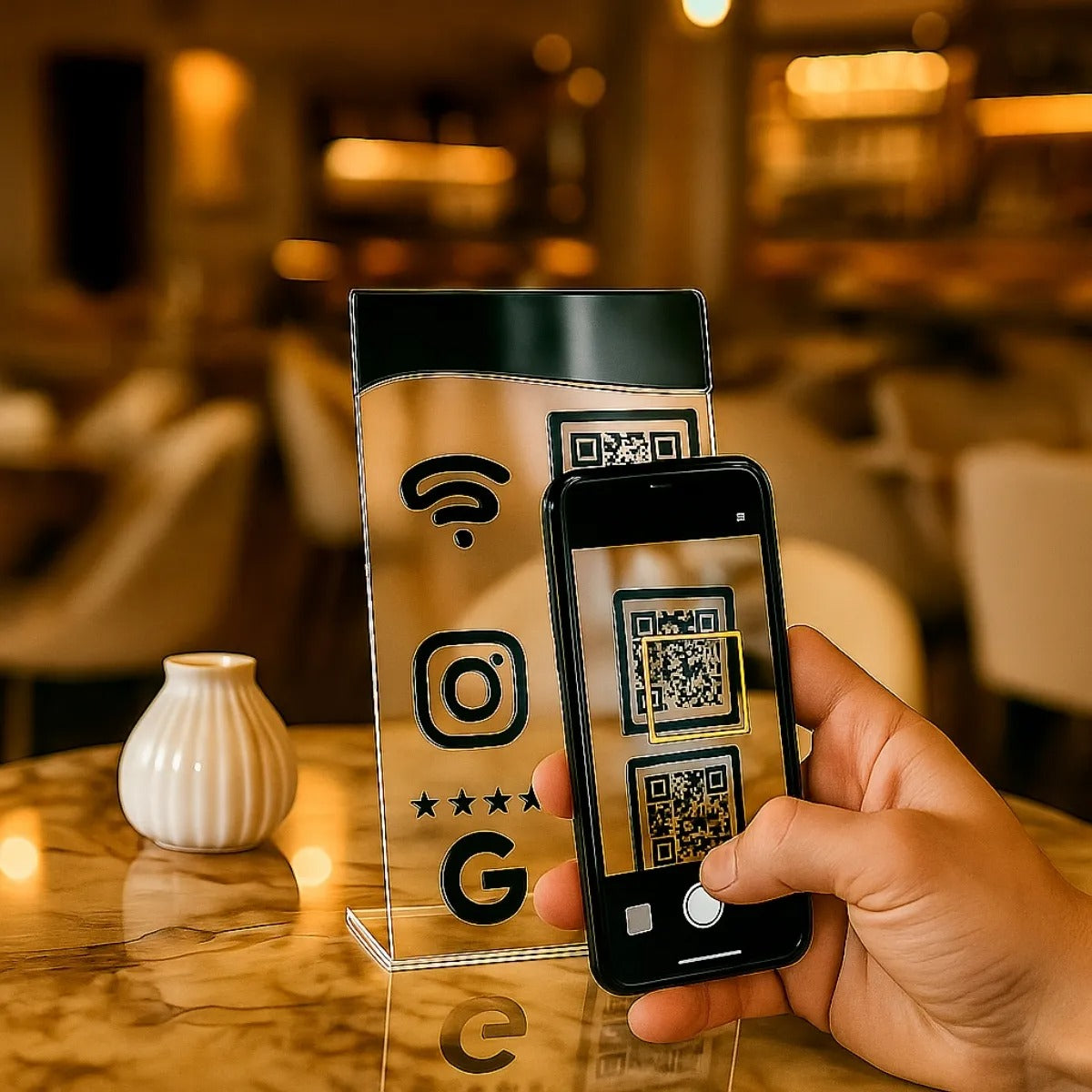 Qr Code Wifi Instagram Google Display Plaquinha Mesa Balcão