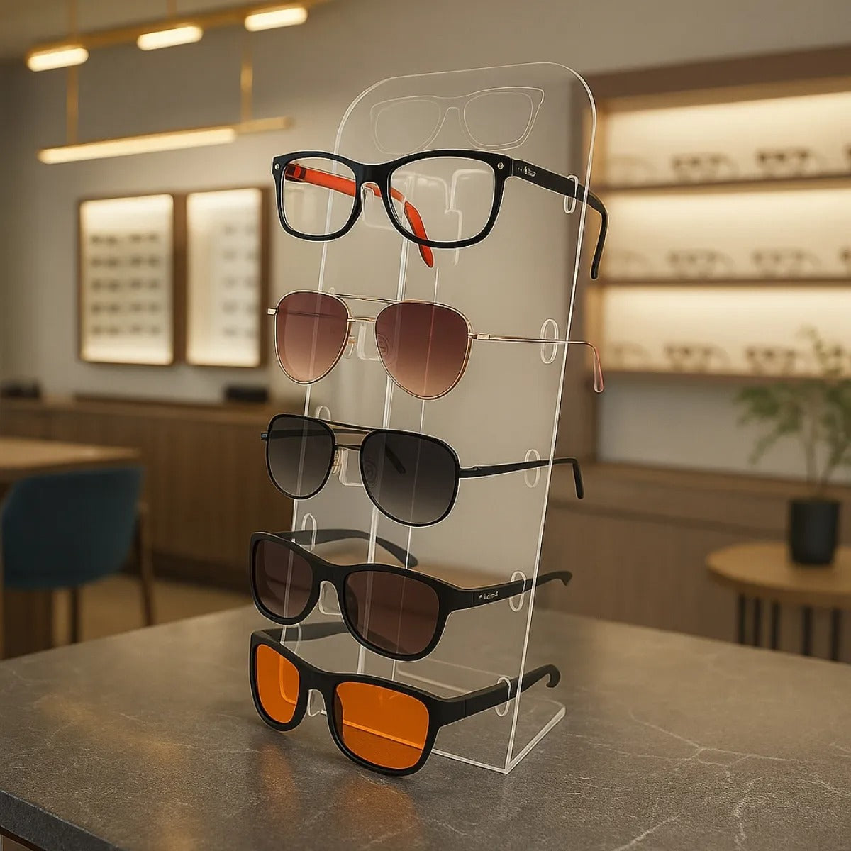 Suporte Expositor 5 Óculos Vitrine Loja Balcão Ótica