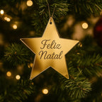 Kit 20 Pingente Estrela Feliz Natal 4cm Tag Árvore Presente