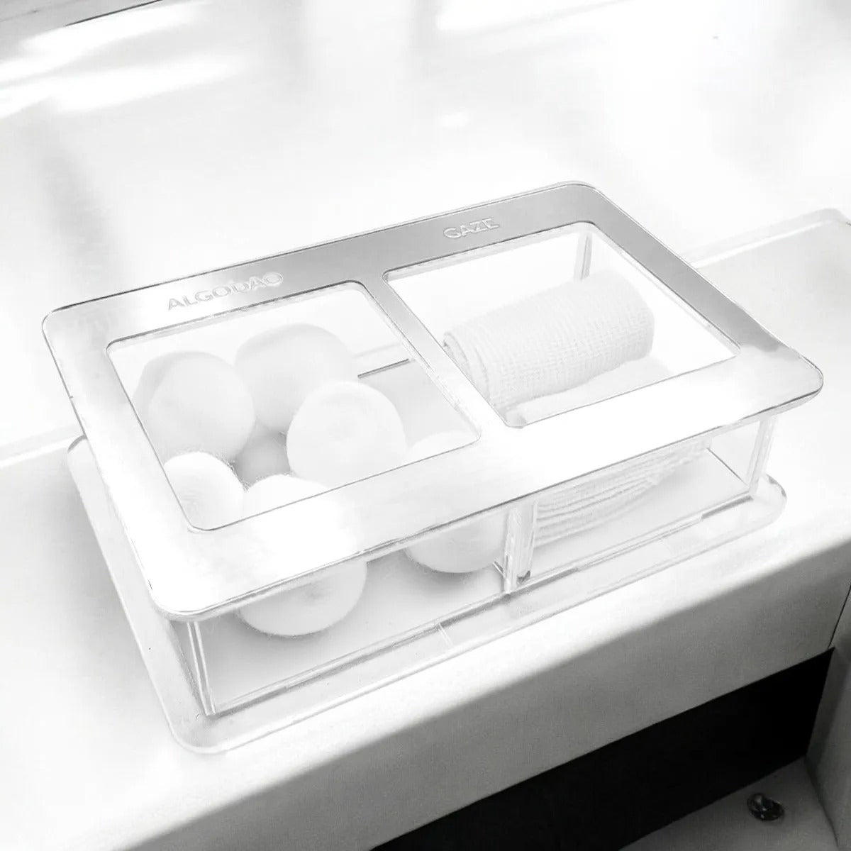 Guarda Algodão Gaze Porta Mantimentos Caixa Acrílico Estojo