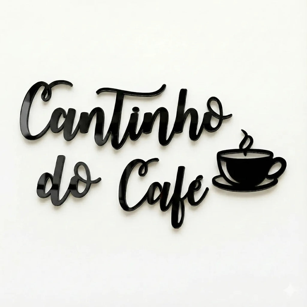 Frase Letreiro Cantinho Do Café Decor Espelho 40cm Placa
