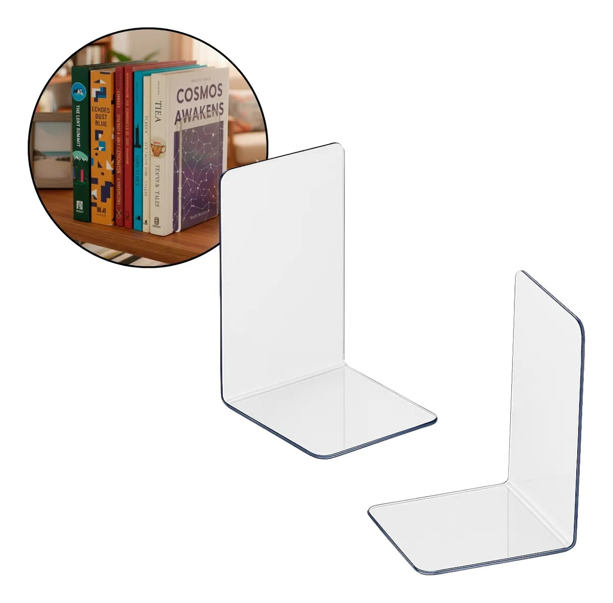 Aparador Porta Livros Suporte Bibliocanto Acrilico Par 2 Un Transparente