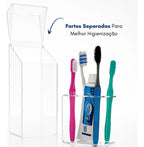 Organizador Porta Escova De Dente Com Tampa Bancada Banheiro