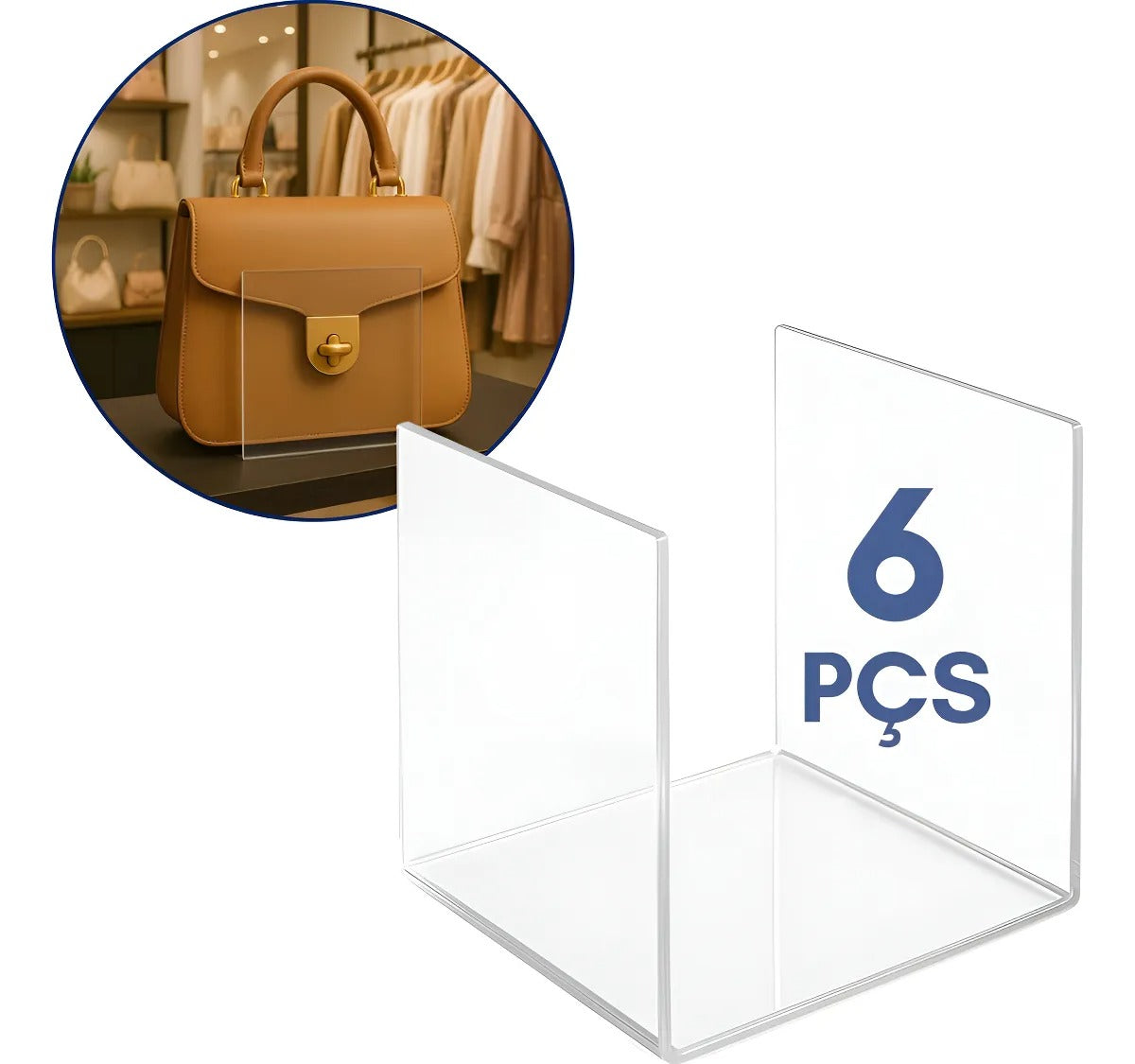 Kit 6 Expositor Bolsa 10x10cm Lojas Moda Feminina Display
