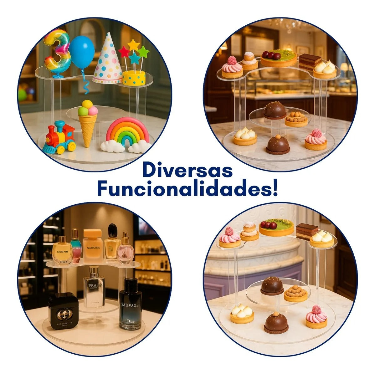 Prateleira 3 Andares Display Vitrine Balcão Loja Suporte