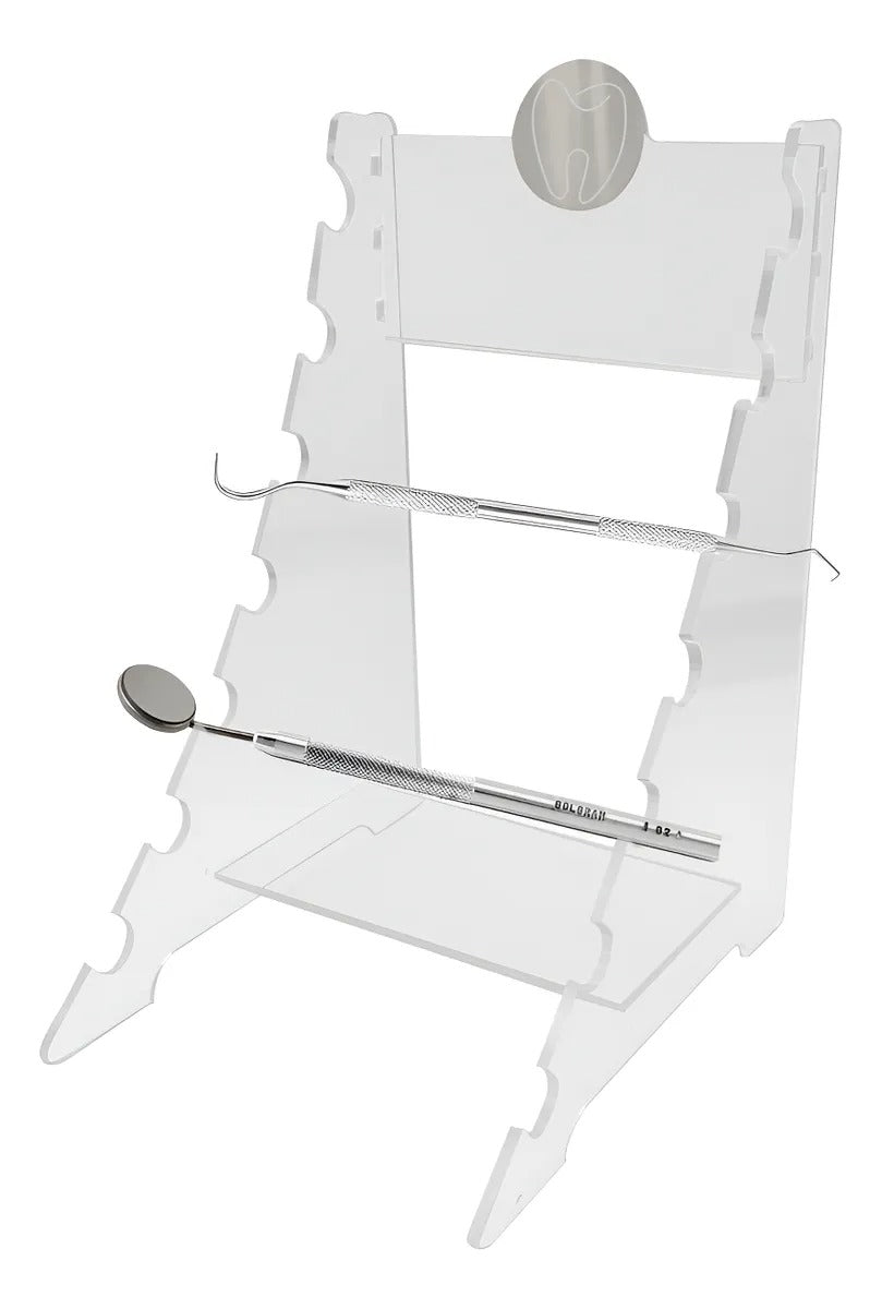 Suporte Acrílico Porta Instrumentos Dentista 7 Ferramentas