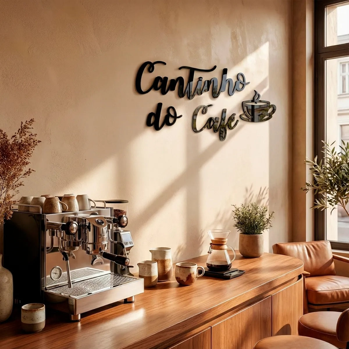 Frase Letreiro Cantinho Do Café Decor Espelho 40cm Placa