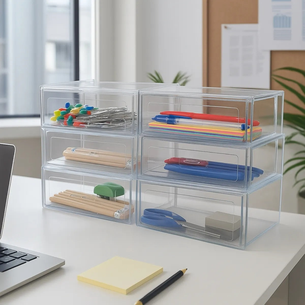 Kit 6 Organizador Modular Gavetas Escritório Maquiagem Casa