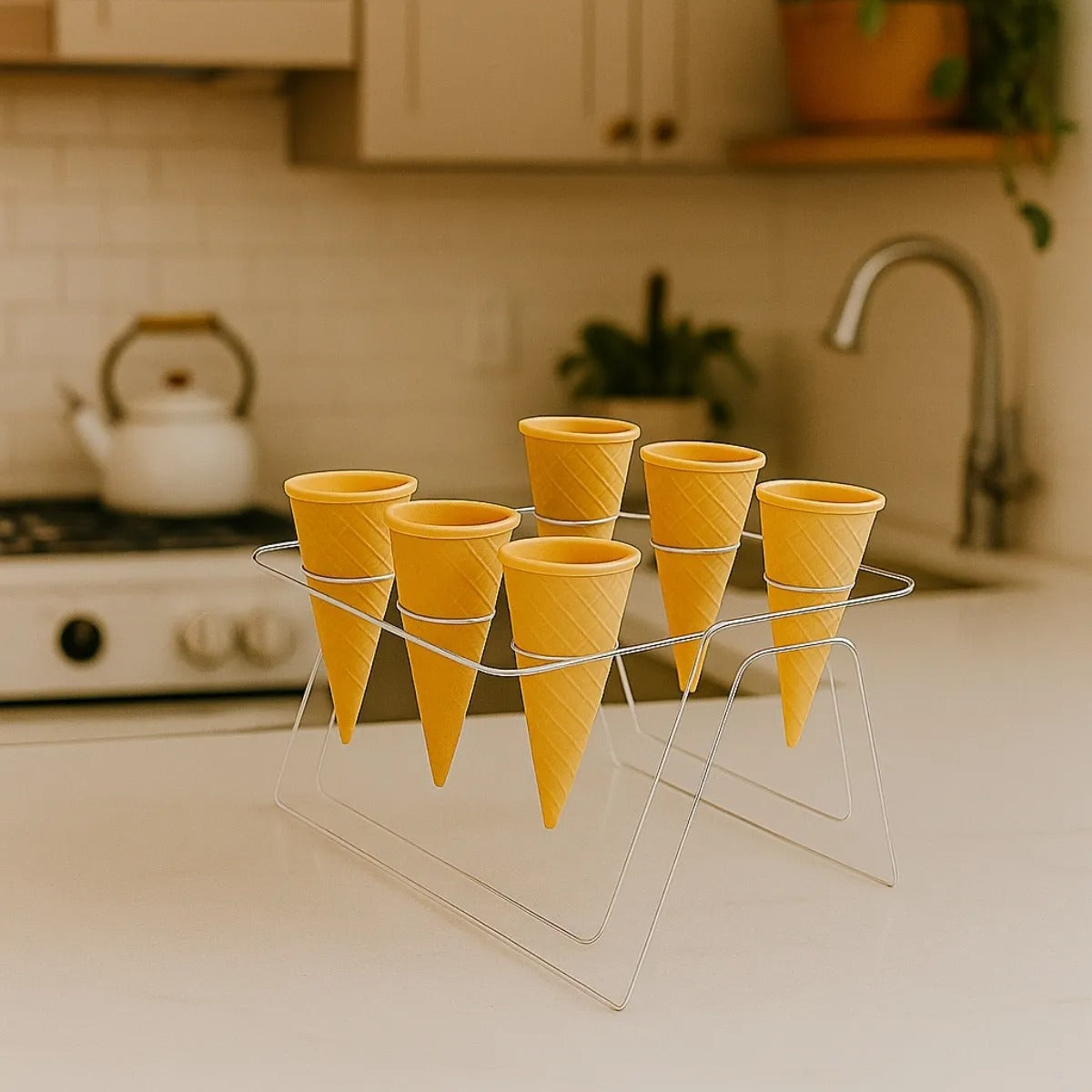 Expositor Temaki Sorvete Suporte Duplo Cristal 6 Cones