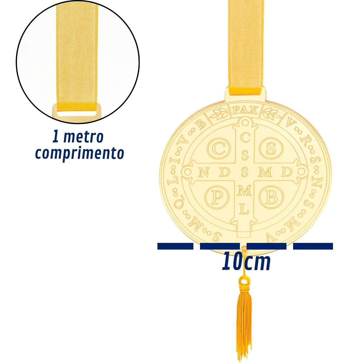Medalha São Bento Escapulário Porta Proteção Dourado Benção