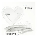 Arranjo Centro Mesa Coração Vaso Flores Acrilico Festa Decor