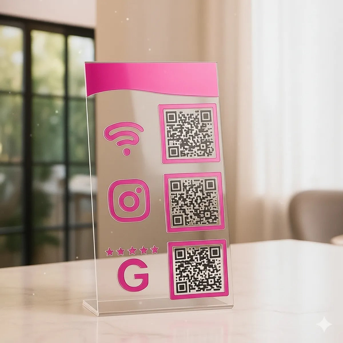 Qr Code Wifi Instagram Google Display Plaquinha Mesa Balcão