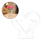 Arranjo Centro Mesa Coração Vaso Flores Acrilico Festa Decor