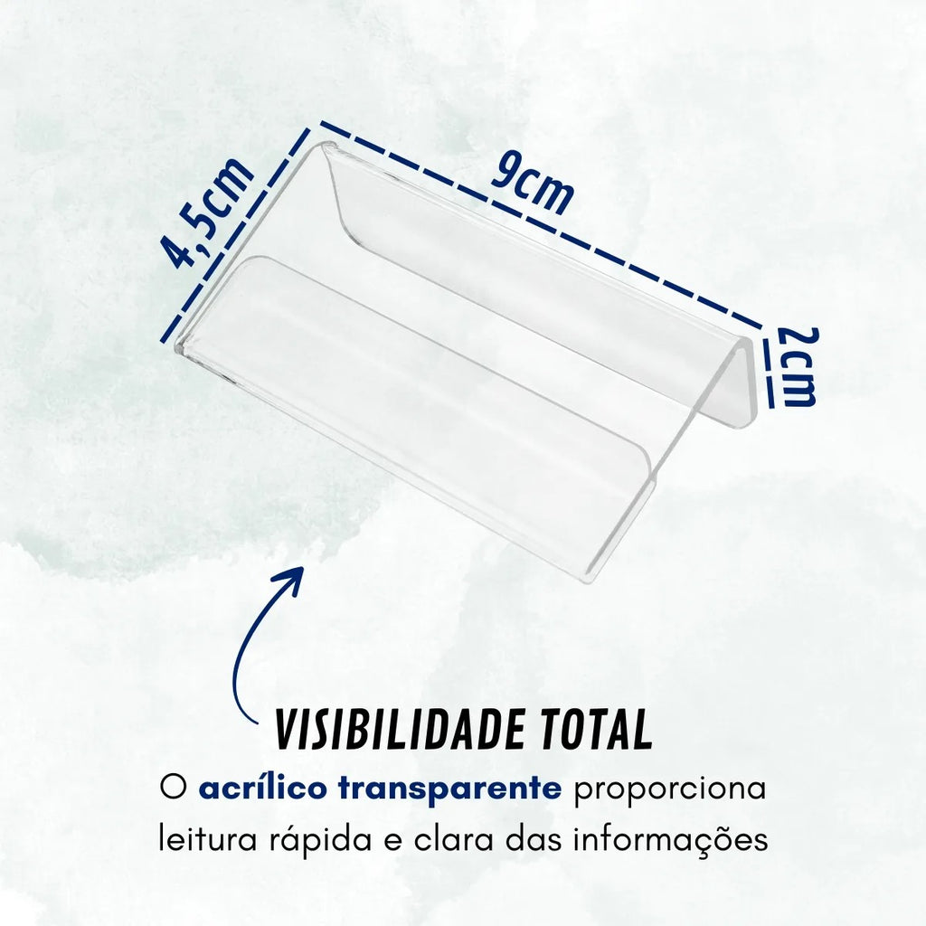 Kit 10 Suporte Etiqueta Acrílico Transparente Gondola