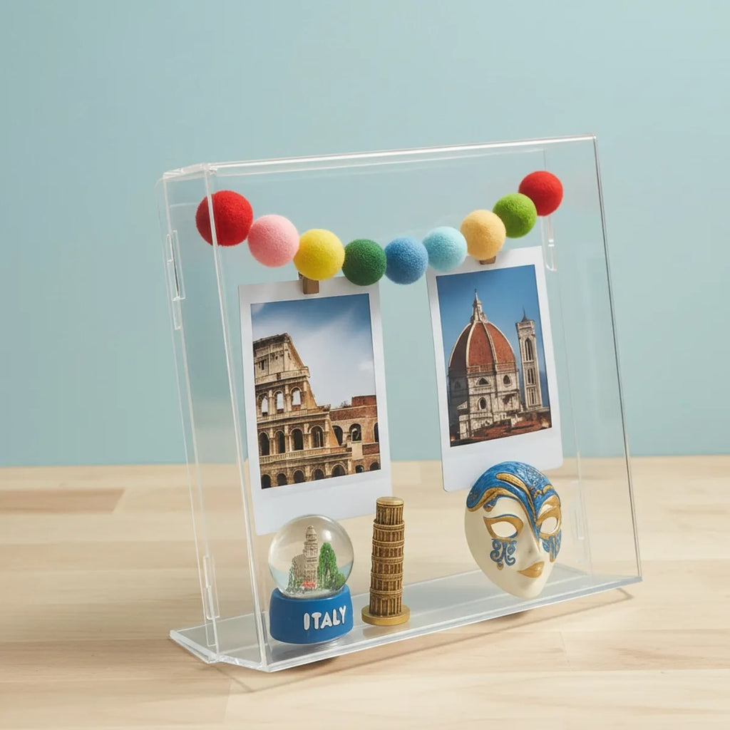 Caixa Fotos Moldura Expositora Objetos Lembranças Box Quadro