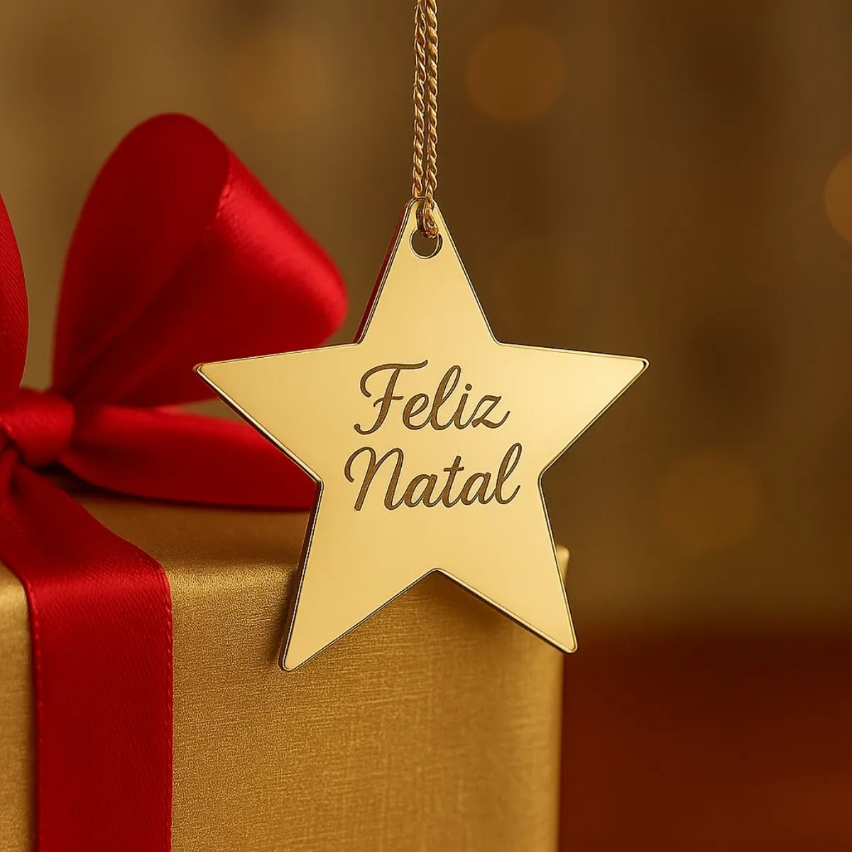 Kit 20 Pingente Estrela Feliz Natal 4cm Tag Árvore Presente