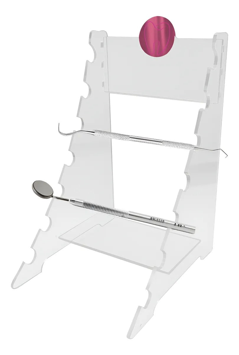 Suporte Acrílico Porta Instrumentos Dentista 7 Ferramentas