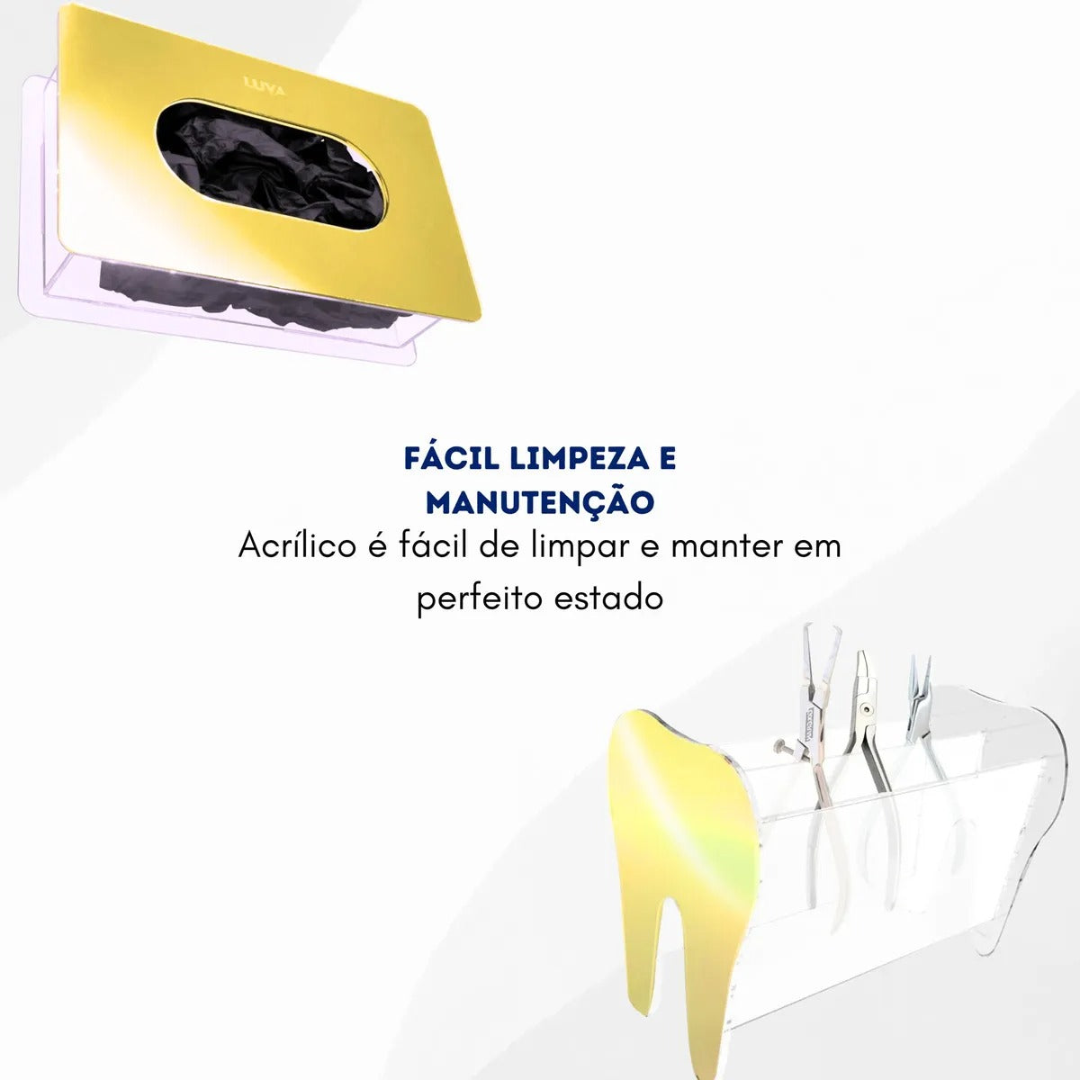 Kit Clinica Porta Alicate Gaze Algodão Mascara Luva Dourado