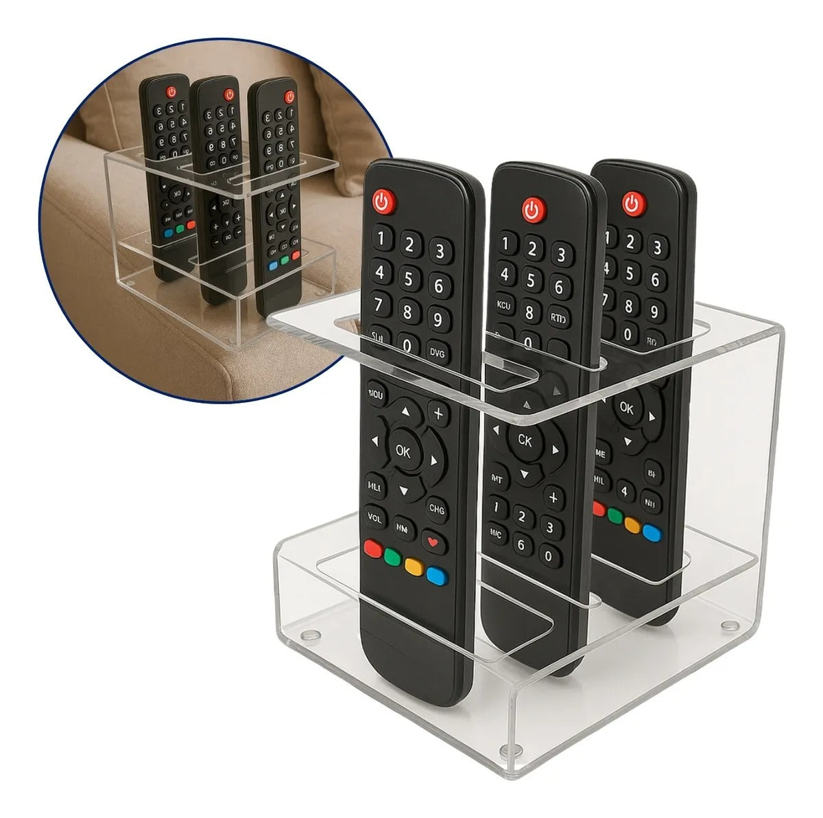 Suporte Controle Remoto Transparente Mesa Moderna Sala Rack