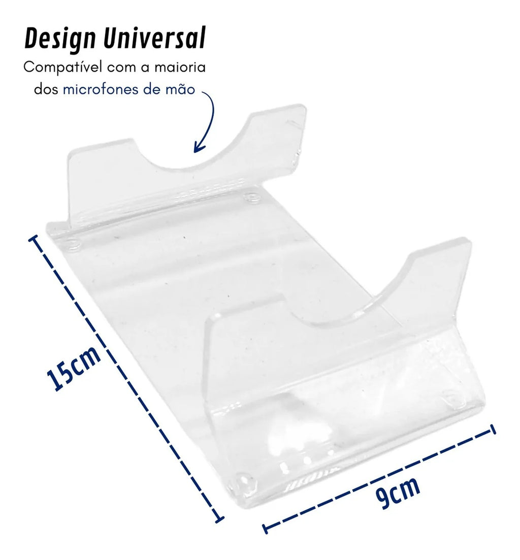 Kit Suporte Livro Acrílico Microfone Transparente Universal