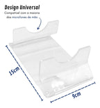 Kit Suporte Livro Acrílico Microfone Transparente Universal