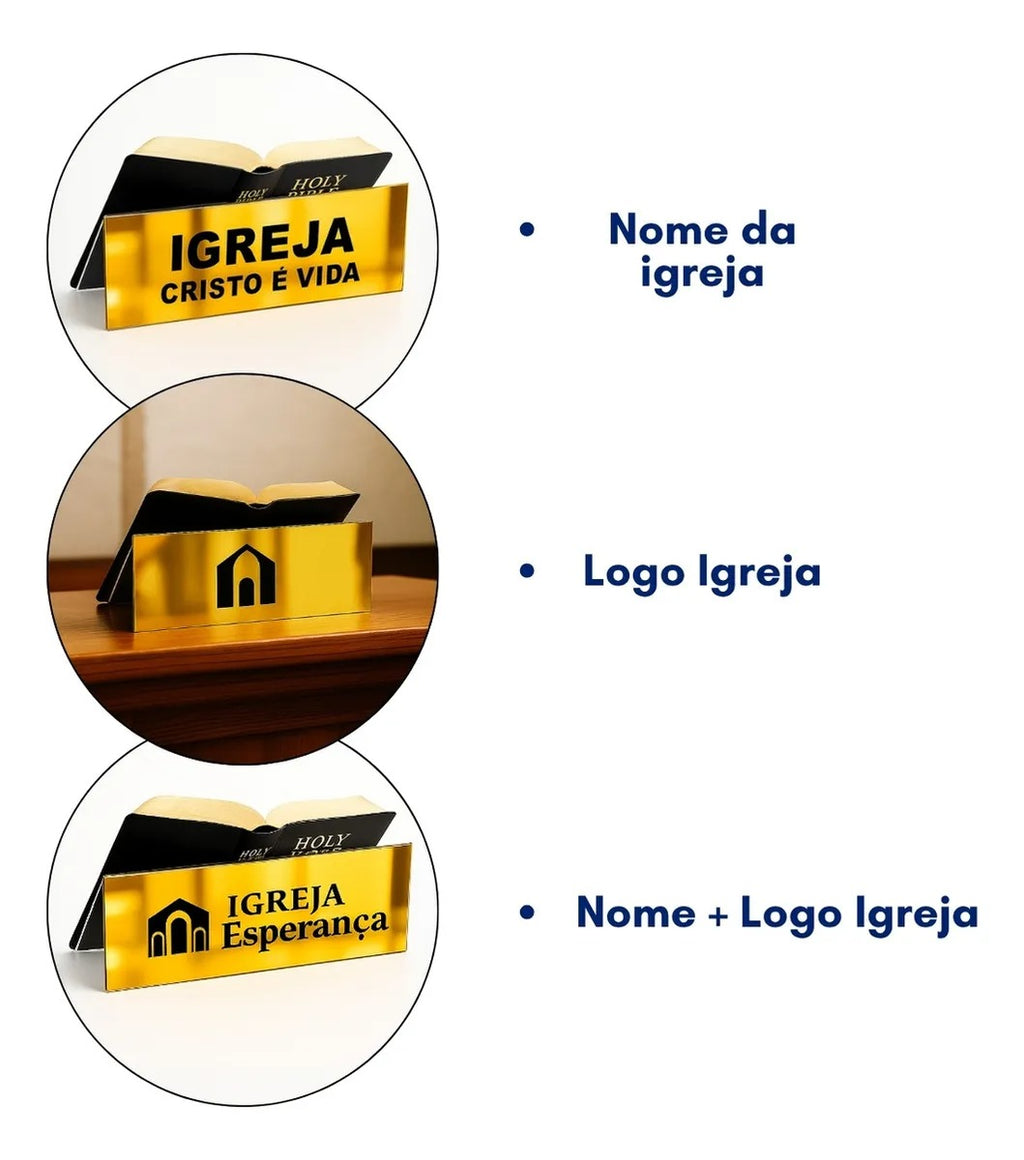 Porta Biblia Nome + Logo Personalizado Igreja Altar Grande