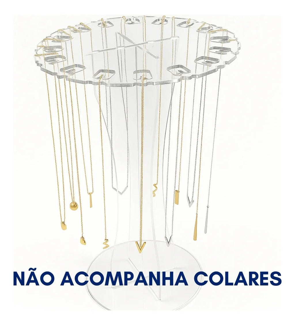 Porta Colar Expositor Display Joias 16 Espaços Vitrine Clean