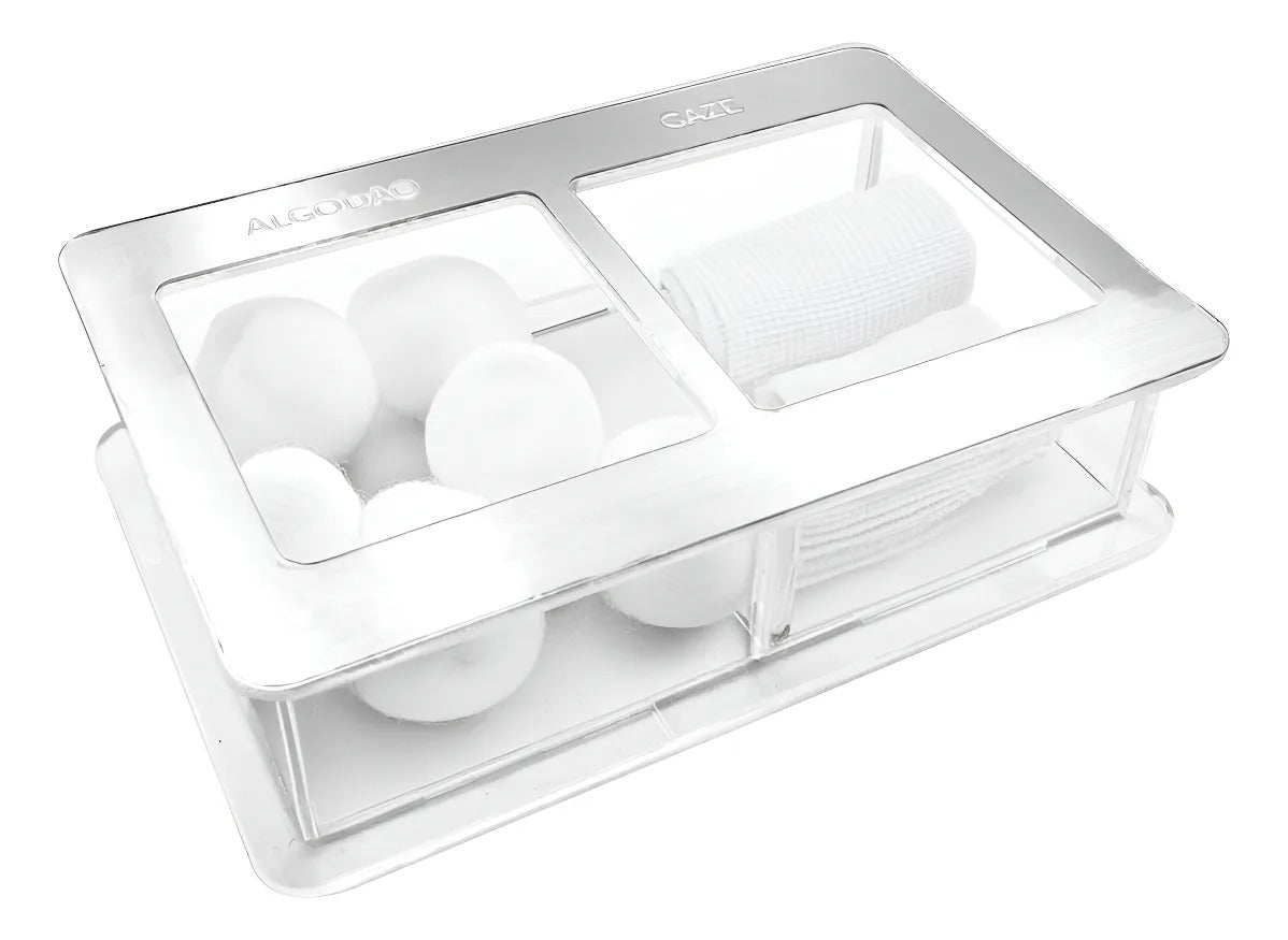 Guarda Algodão Gaze Porta Mantimentos Caixa Acrílico Estojo