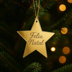 Kit 20 Pingente Estrela Feliz Natal 4cm Tag Árvore Presente