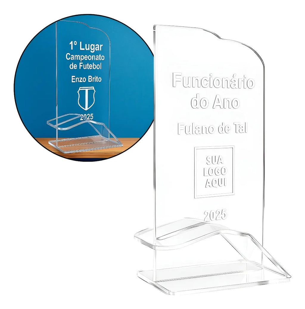 Troféu Acrílico Personalizado Aniversário Escritório Criança