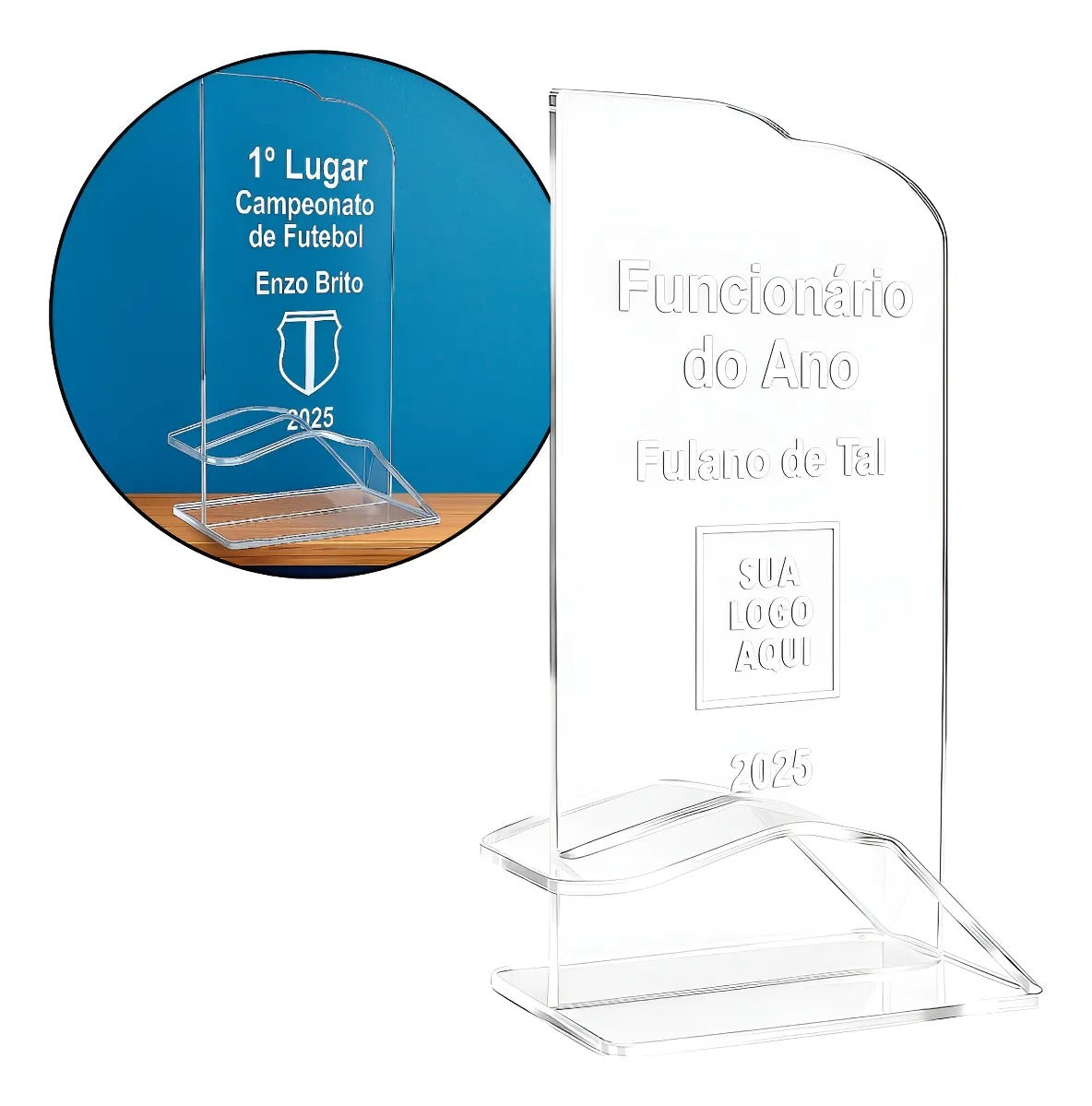 Troféu Acrílico Personalizado Aniversário Escritório Criança