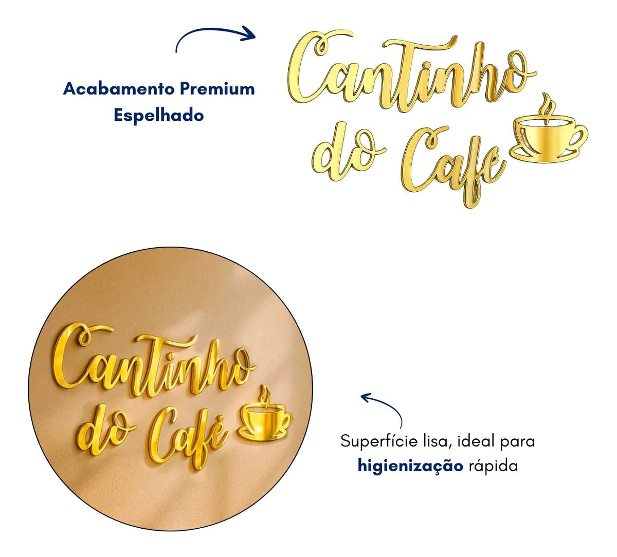 Frase Letreiro Cantinho Do Café Decor Espelho 40cm Placa