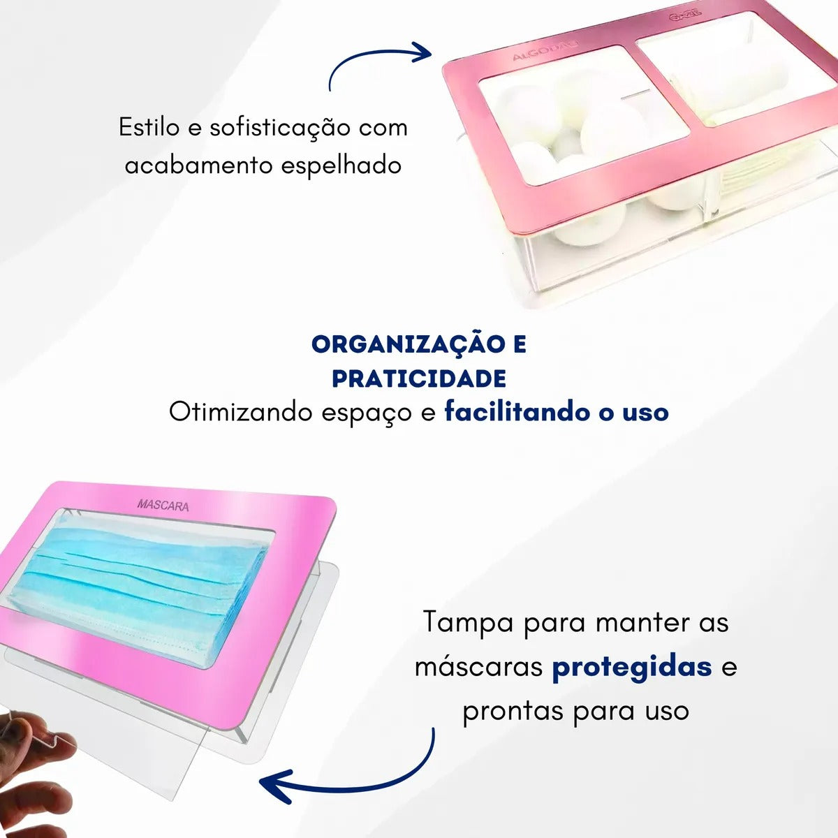 Kit Clinica Porta Alicate Gaze Algodão Mascara Luva Rosa