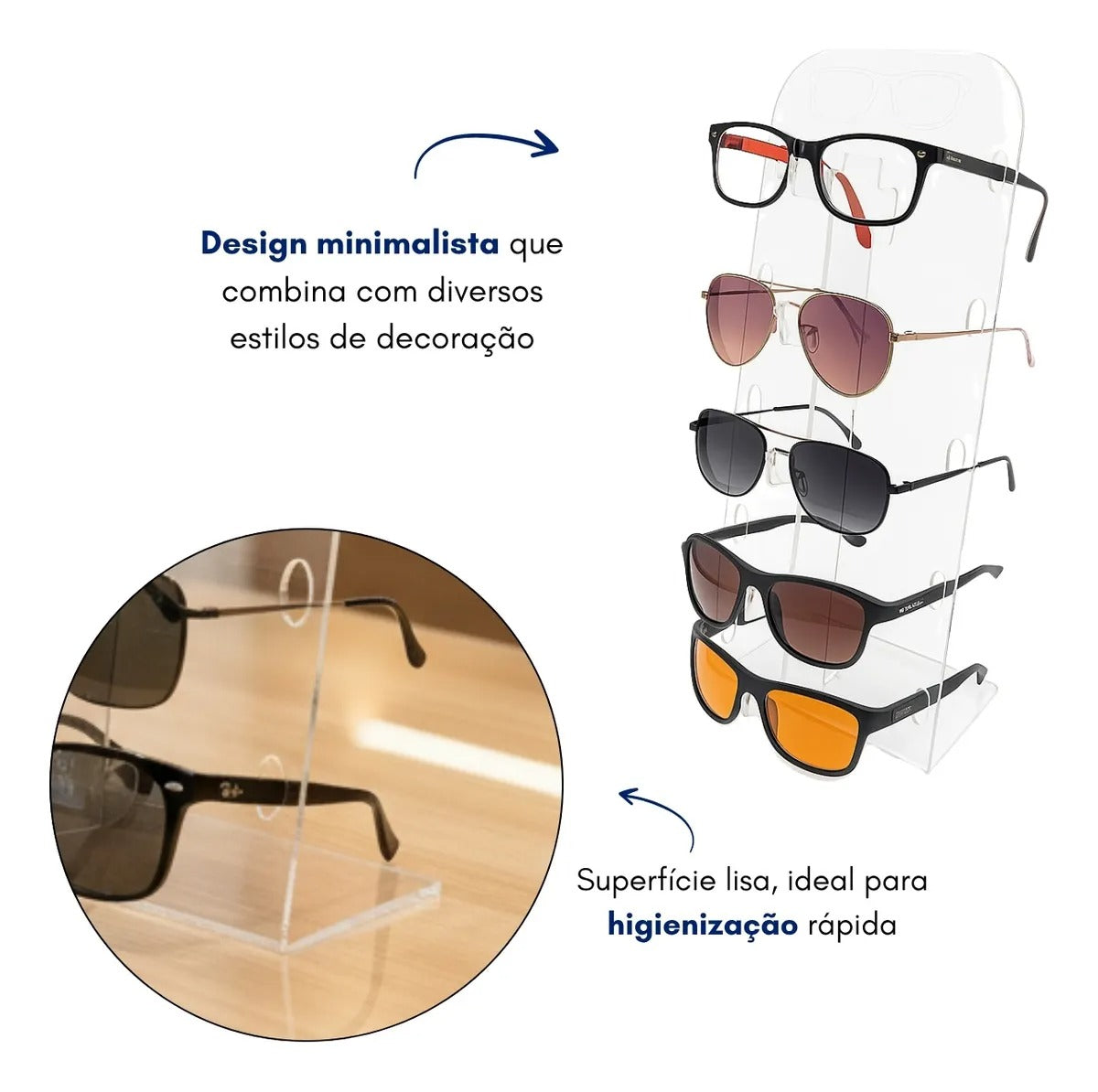 Suporte Expositor 5 Óculos Vitrine Loja Balcão Ótica