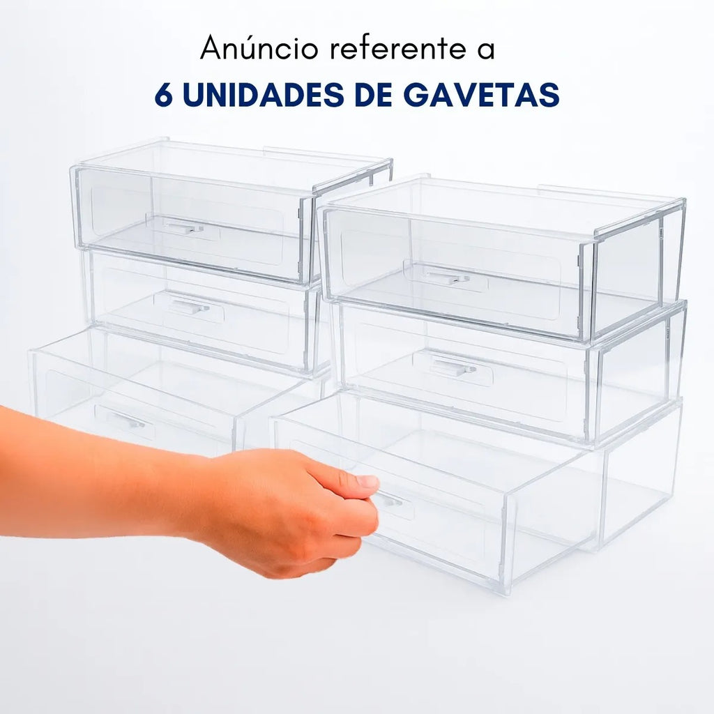 Kit 6 Organizador Modular Gavetas Escritório Maquiagem Casa