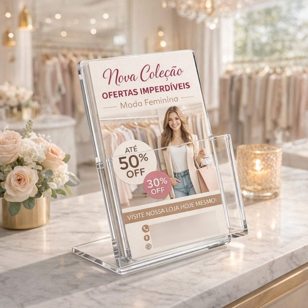 Expositor Folhetos A6 Mesa Lojas Folders Display Panfleto