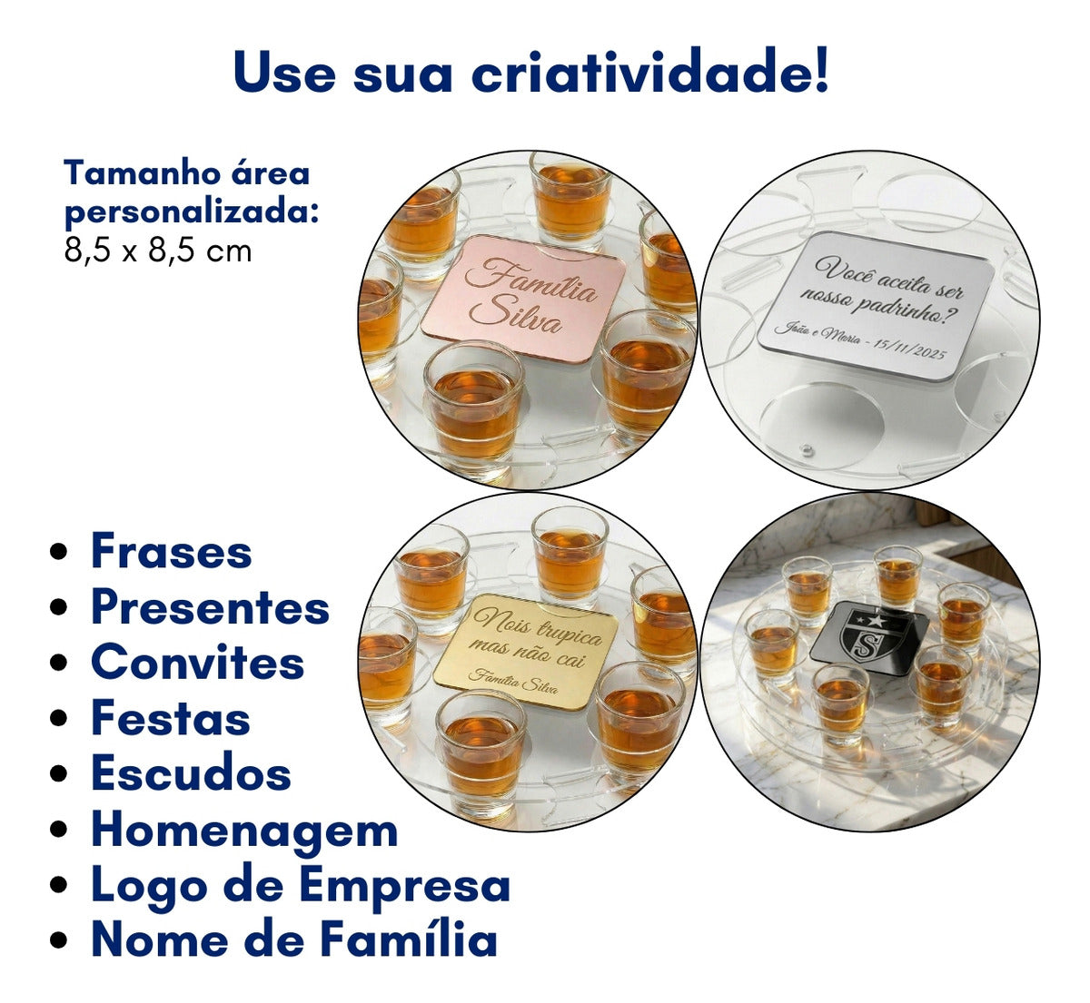 Porta Copos Shot Dose Giratório Presente Personalizado Drink