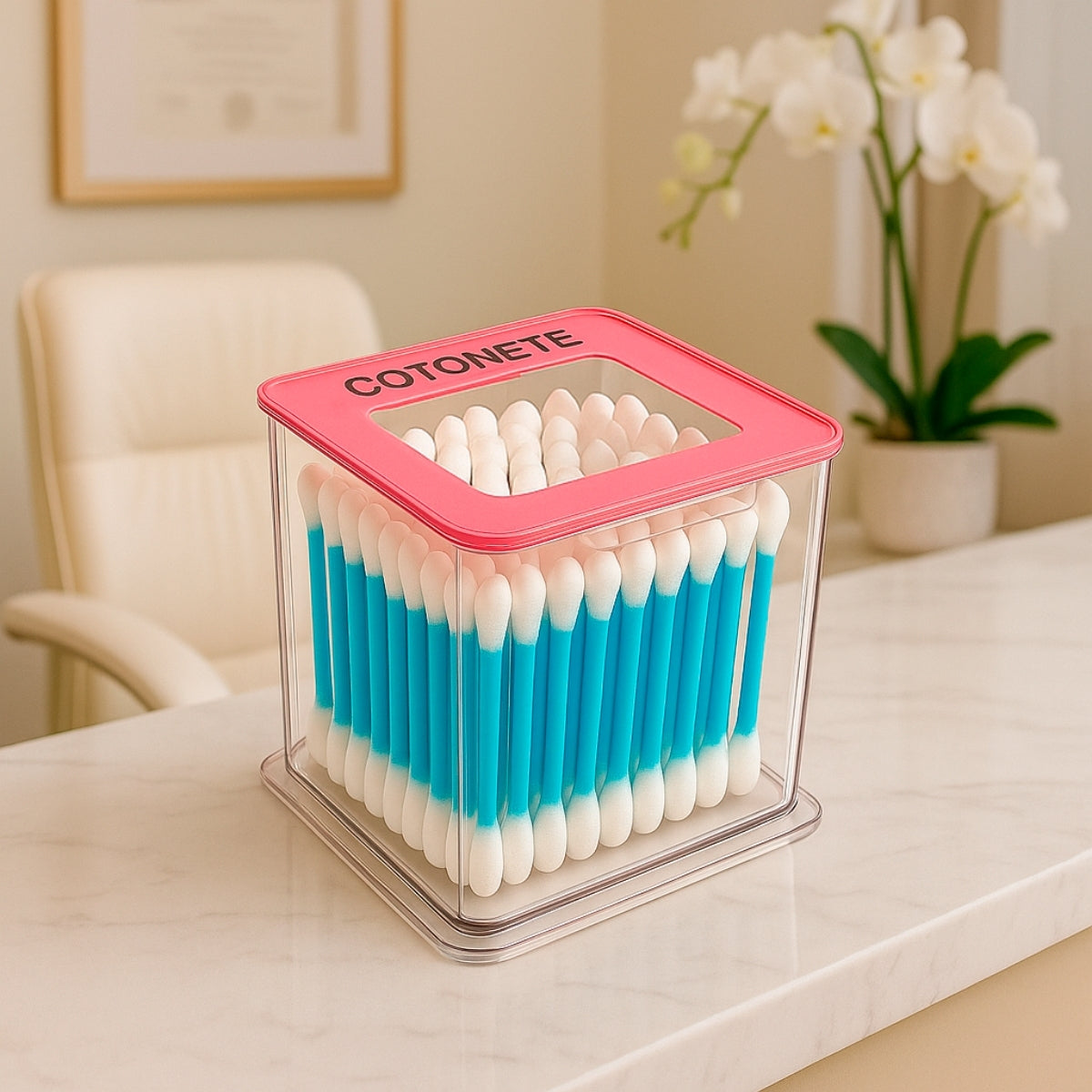 Porta Cotonetes Organizador Clinica Display Higiene Suporte