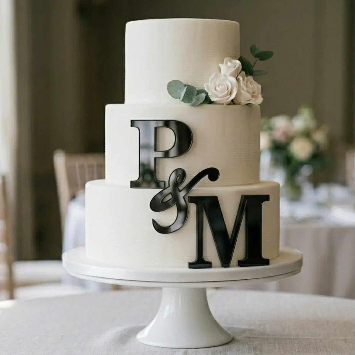 Topo Bolo Iniciais Casamento Monograma Chá Noivado Wedding