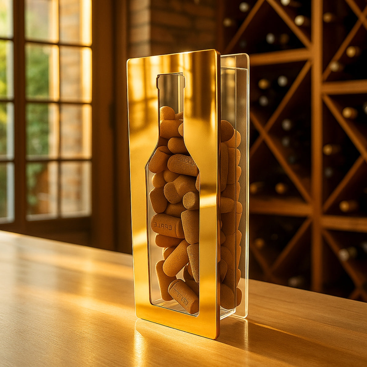 Porta Rolhas Decoração Acrílico Espelhado Colecionador Vinho