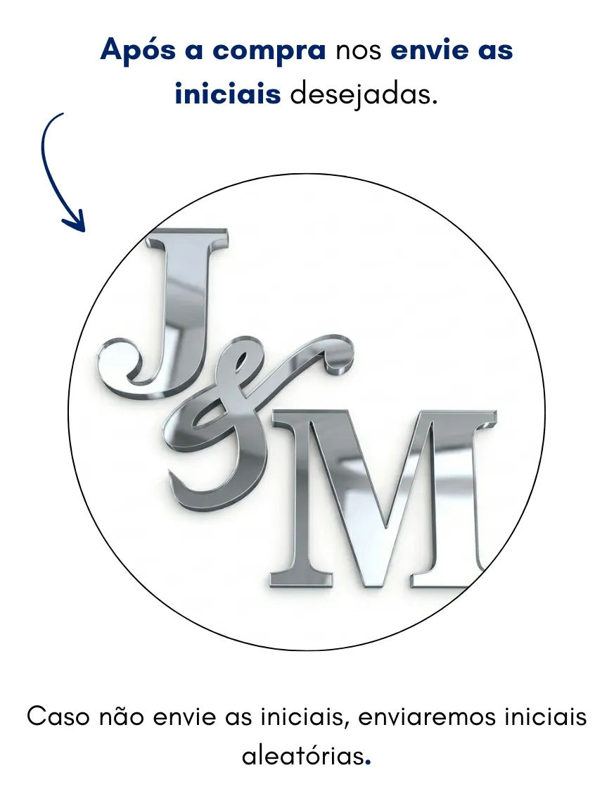 Topo Bolo Iniciais Casamento Monograma Chá Noivado Wedding