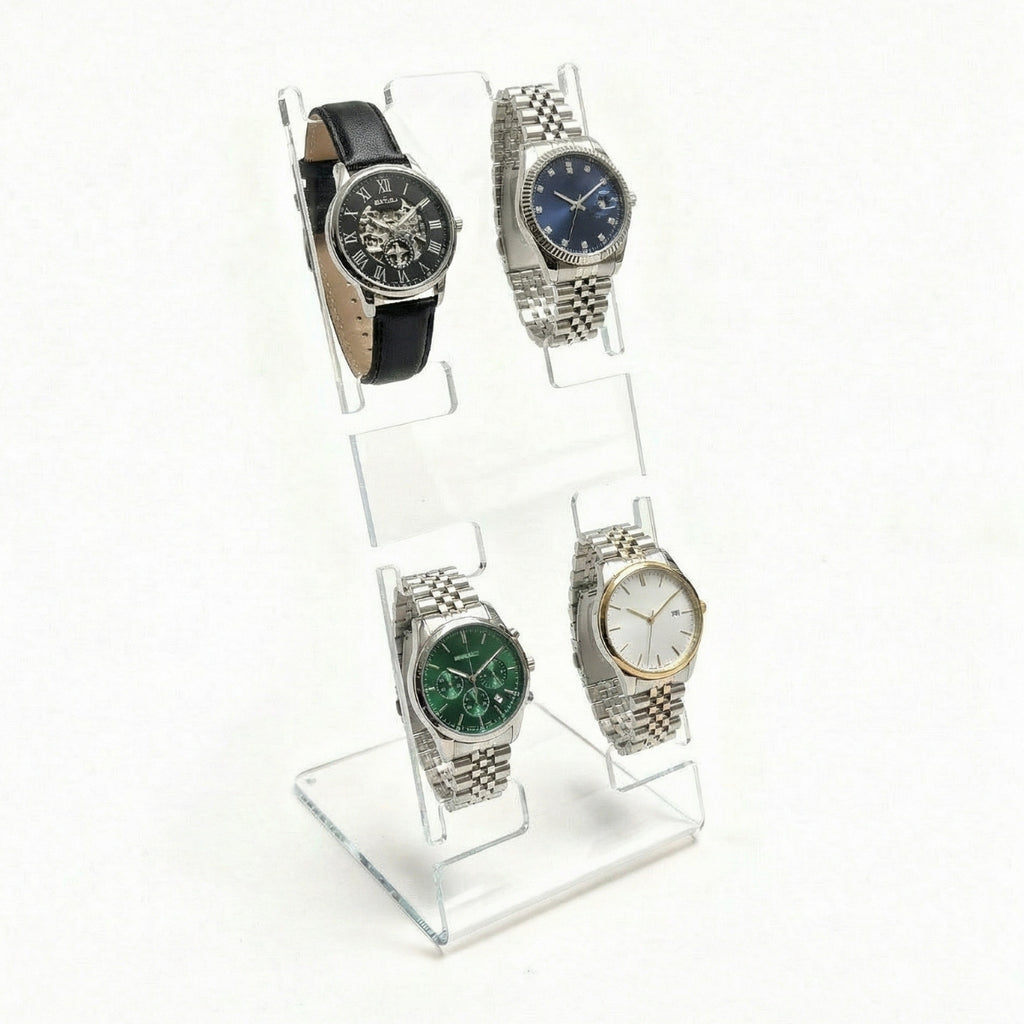 Suporte 4 Relógios Expositor Porta Loja Bancada Loja Vitrine