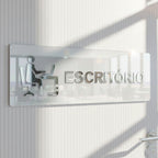Sinalização Escritório Placa Porta Parede Indicação Empresa Minimalista Espelhado Sala