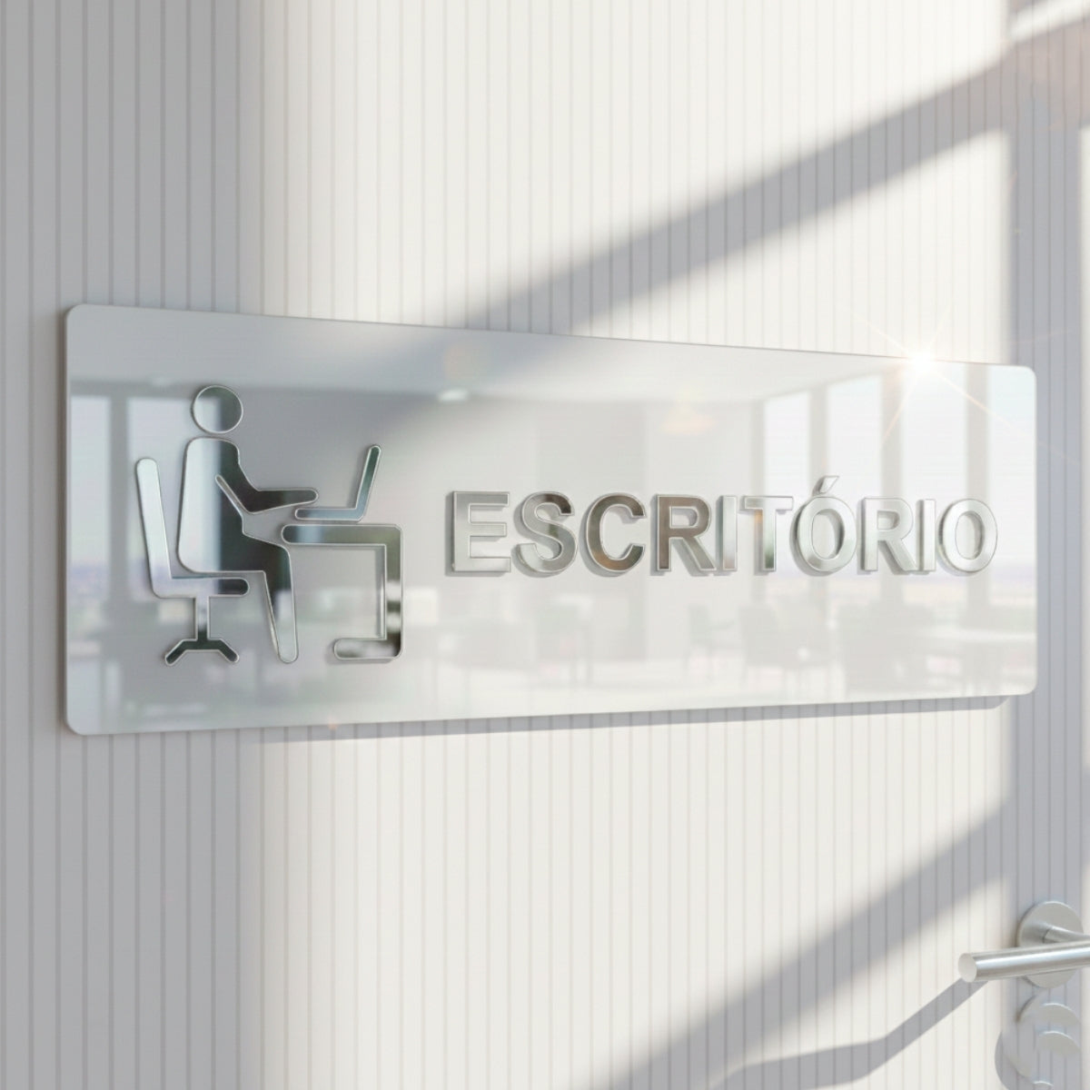 Sinalização Escritório Placa Porta Parede Indicação Empresa Minimalista Espelhado Sala