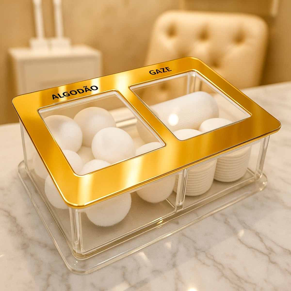 Guarda Algodão Gaze Porta Mantimentos Caixa Acrílico Estojo