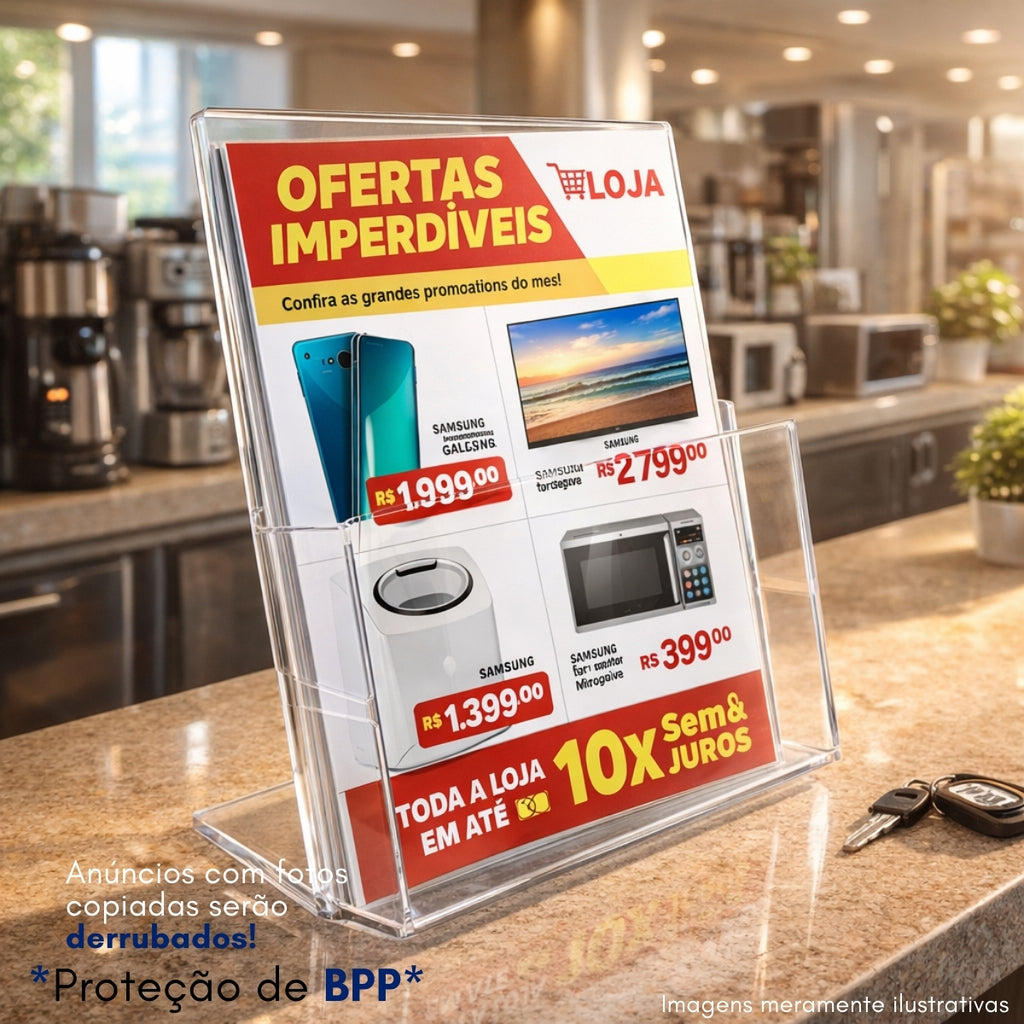 Suporte Panfleto Folhetos A4 Mesa Lojas Folders Display