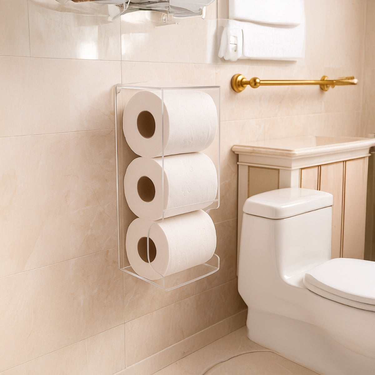 Porta Papel Higienico Parede Acrilico 3 Rolos