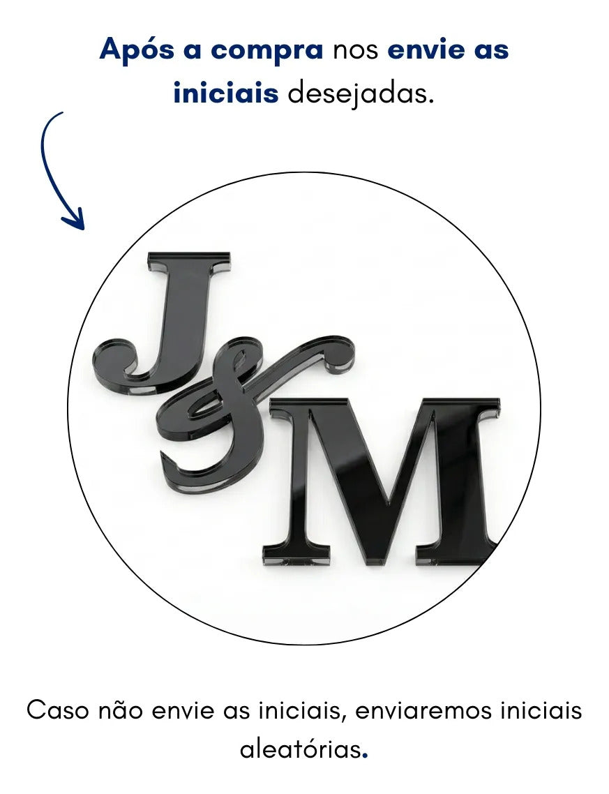 Topo Bolo Iniciais Casamento Monograma Chá Noivado Wedding